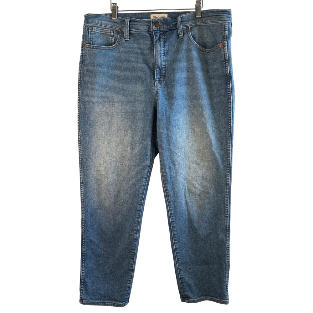 Madewell Stovepipe Jeans High Rise Straight Leg Blue Denim Sz 32 Capsule Classic